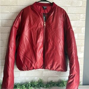 Women's Red faux Leather Jacket woman’s Plus size 18 
Pretty Little Thing